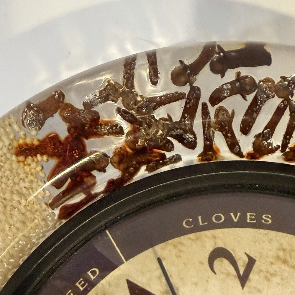 VTG MCM Resin Spice Wall Clock Lucite Retro Kitchen Decor